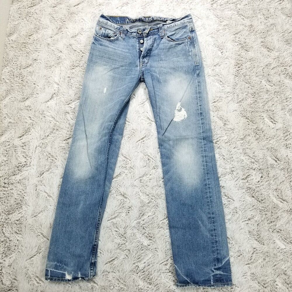 American Eagle Jeans Mens 30x32 Blue Straight Button Fly Medium Wash Denim